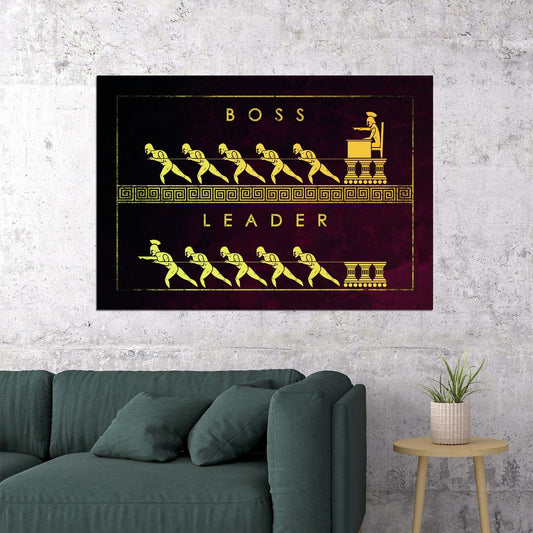 Boss vs Leader Pyramid Art Poster Leadership and Hierarchy Motivational Wall Decor for Success Enthusiasts Office Wall Art Print - xonomax