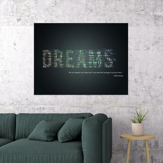 Dreams Motivational Text Art Poster Inspirational Wall Decor for Visionary Thinkers Modern Office Wall Art with Meaningful Message - xonomax