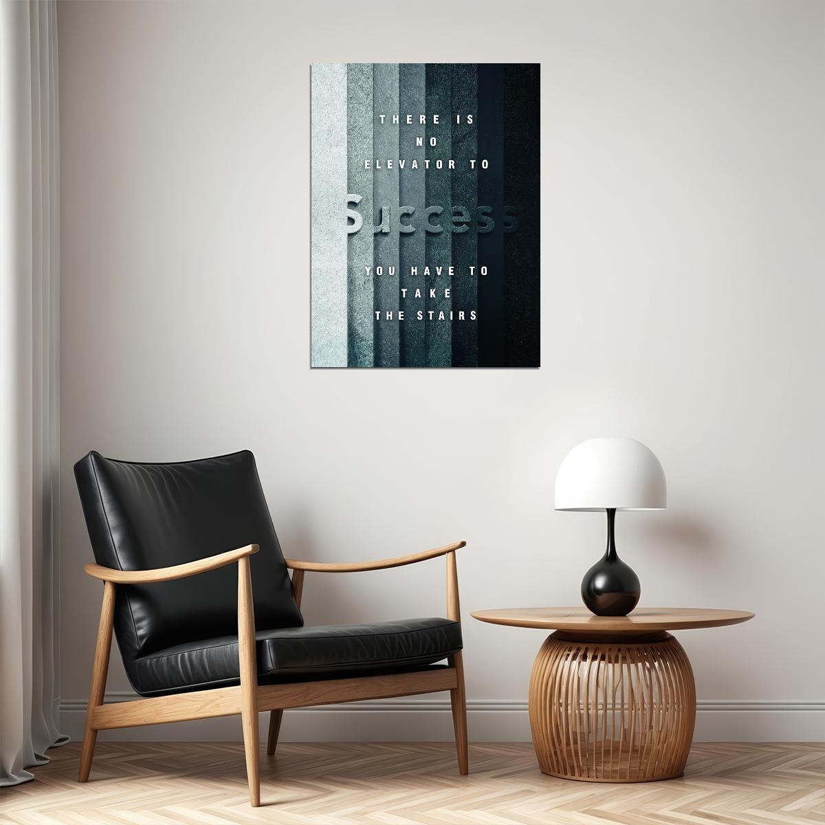 There Is No Elevator to Success Art Poster Inspirational Quote and Motivational Wall Decor for Hard Work Office Wall Art Print - xonomax