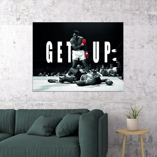 Get Up Boxing Art Poster Muhammad Ali Motivational Wall Decor Iconic Sports Wall Art for Inspiration and Perseverance Office Print - xonomax