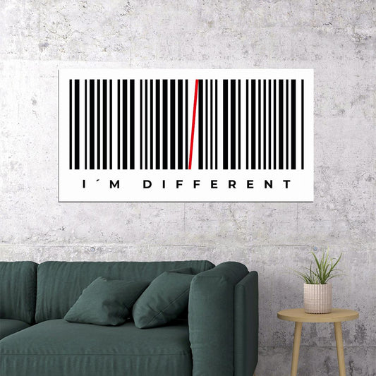 I’m Different Barcode Art Poster Unique and Creative Wall Decor for Modern Spaces Inspirational Artistic Office Wall Art Print - xonomax