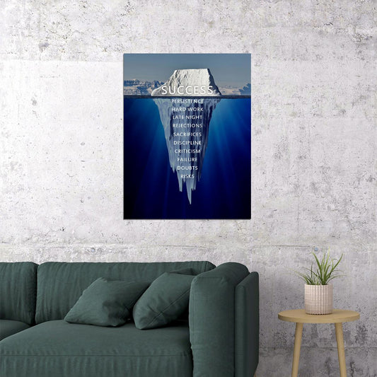 Success Iceberg Art Poster Inspirational Motivational Wall Decor Highlighting Hidden Efforts Behind Achievement Office Wall Art Print - xonomax