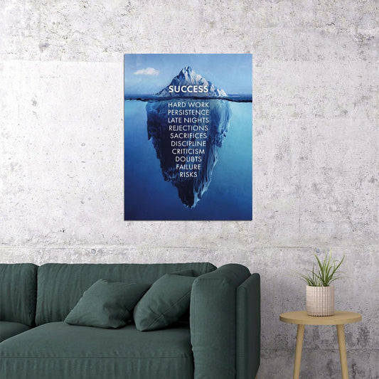 Success Iceberg Art Poster Inspirational Wall Decor Highlighting Hard Work and Persistence Perfect Office Wall Art Print - xonomax