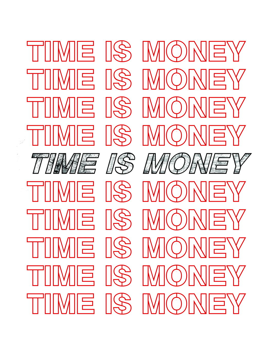 Time Is Money Pink Text Art Poster Minimalist Wall Decor Featuring Repeated Typography Design Modern Office Wall Art Print - xonomax