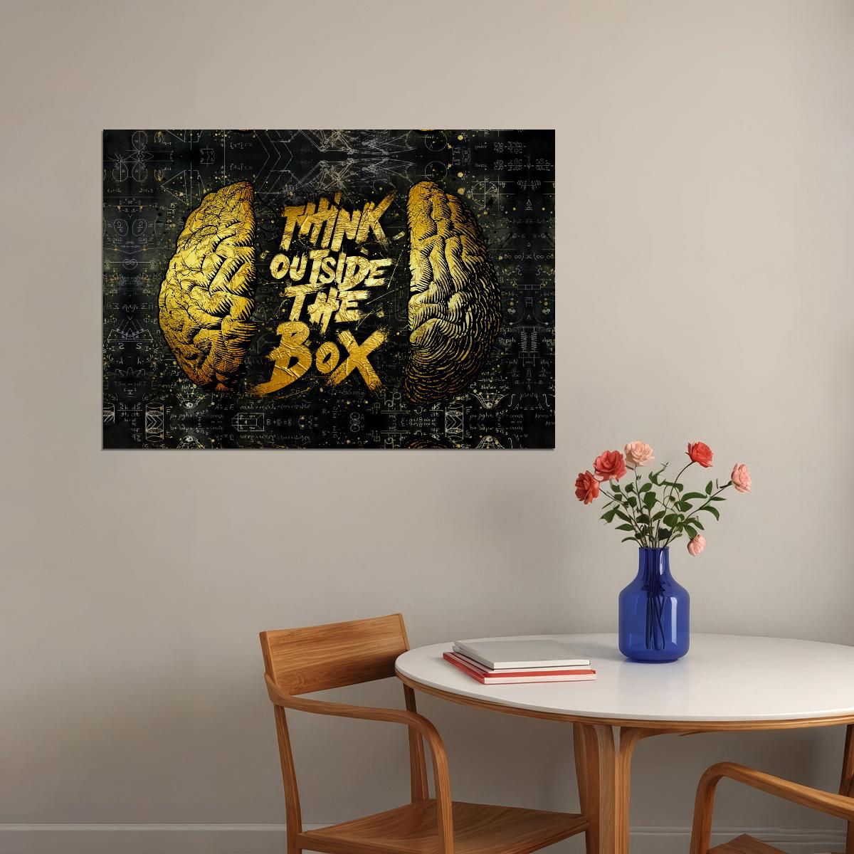 Think Outside the Box Brain Art Poster Inspirational Wall Decor Unique Creative Office Wall Art Print - xonomax