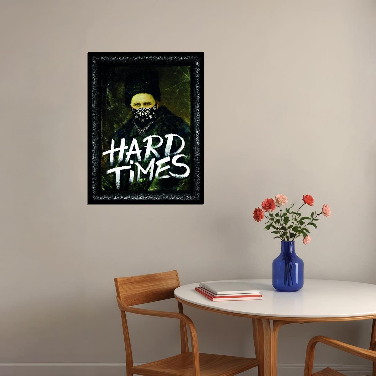 Hard Times Skull Art Poster Dark Gothic Wall Decor Motivational Artistic Unique Modern Alternative Style Wall Art Print - xonomax