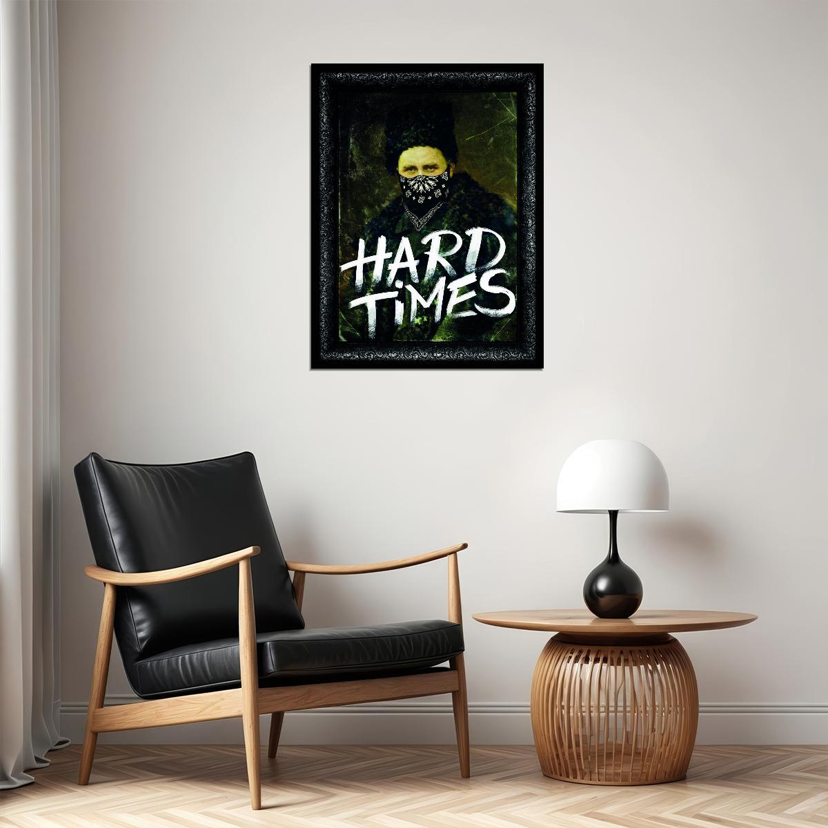 Hard Times Skull Art Poster Dark Gothic Wall Decor Motivational Artistic Unique Modern Alternative Style Wall Art Print - xonomax