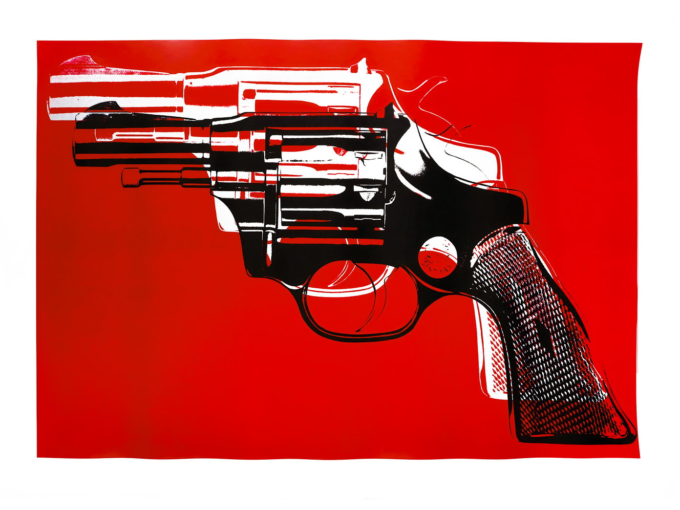 Red Revolver Art Poster Bold Designer Wall Decor Modern Artistic Style Unique Iconic Office Wall Art Print - xonomax