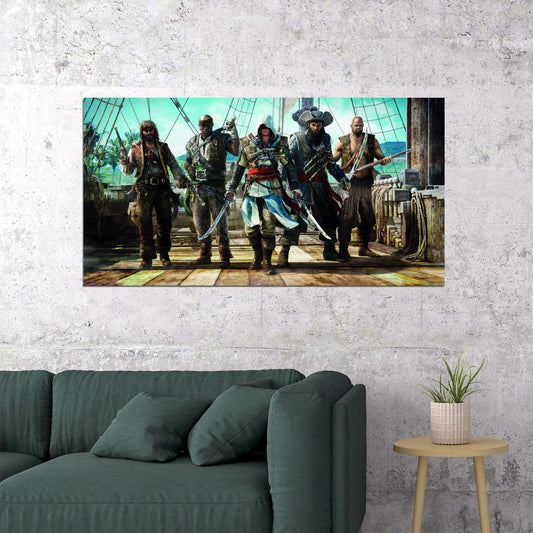 Pirates Adventure Video Game Poster Action Adventure Wall Decor Assassin Style Epic Gaming Artwork Gaming Wall Print - xonomax