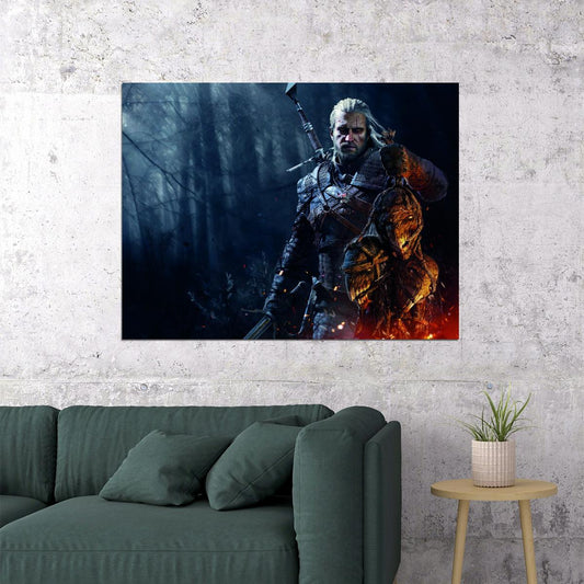 The Witcher 3 Video Game Poster Geralt Fantasy RPG Wall Decor Epic Adventure Gaming Artwork Wall Print - xonomax