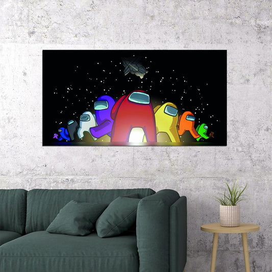 Among Us Video Game Poster Multiplayer Party Game Wall Decor Space Themed Gaming Artwork Wall Print - xonomax