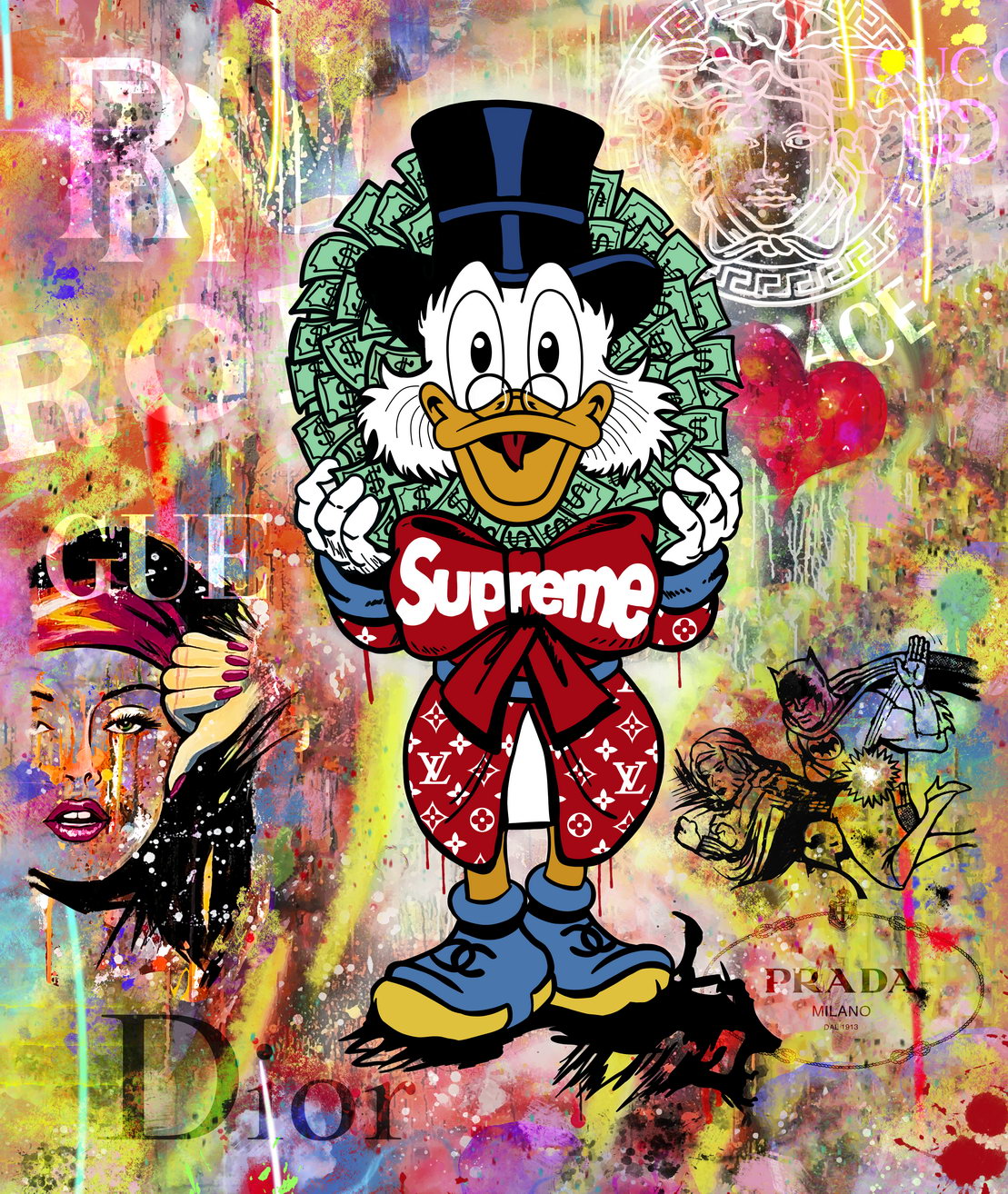 Minnie Mouse Supreme Graffiti Art Poster Luxury Street Wall Decor Modern Cartoon Pop Art Style Wall Print - xonomax