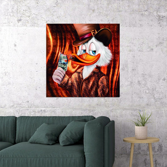 Scrooge McDuck Graffiti Art Poster Money Theme Wall Decor Bold Urban Pop Art Cartoon Style Wall Print - xonomax