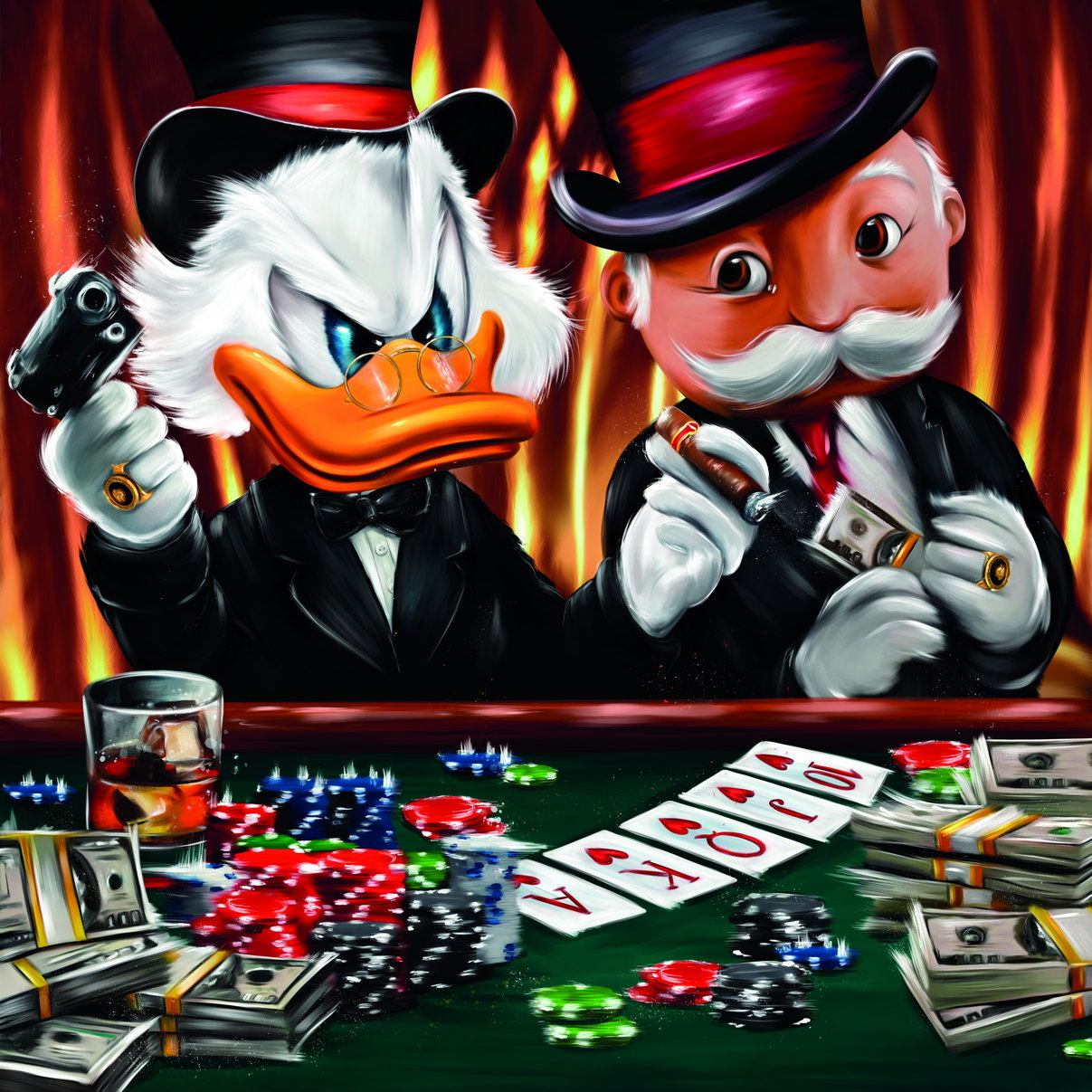 Scrooge McDuck Poker Night Art Poster Luxury Casino Wall Decor Cartoon Pop Art Urban Style Wall Print - xonomax