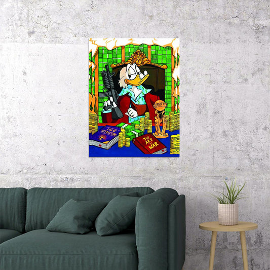 Scrooge McDuck Money Graffiti Art Poster Bold Urban Wall Decor Cartoon Pop Art Street Style Wall Print - xonomax
