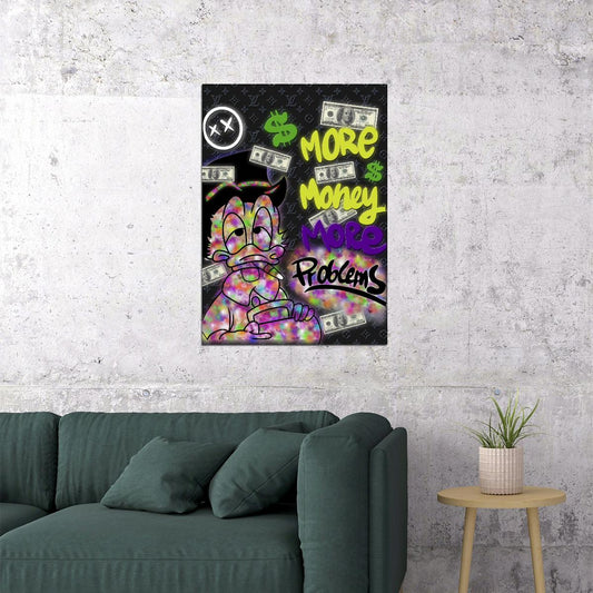 More Money More Problems Graffiti Art Poster Street Urban Wall Decor Bold Pop Art Cartoon Style Wall Print - xonomax