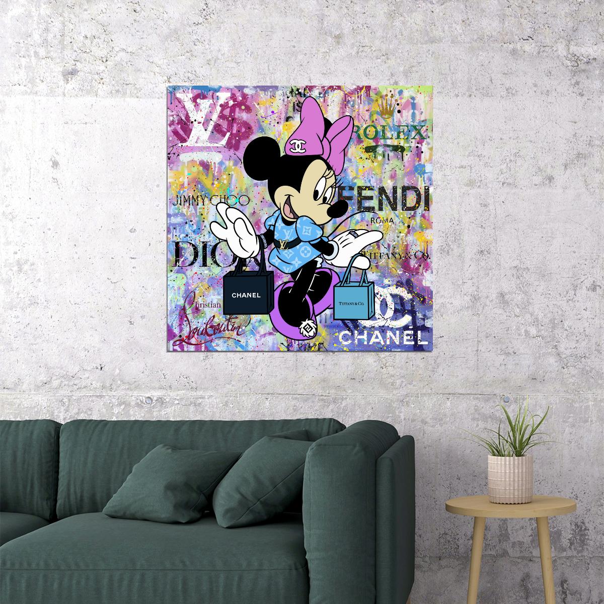 Minnie Mouse Chanel Graffiti Art Poster Fashion Luxury Wall Decor Modern Urban Cartoon Pop Art Style Wall Print - xonomax