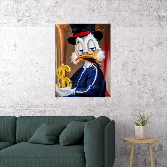Scrooge McDuck Money Graffiti Art Poster Luxury Urban Wall Decor Cartoon Pop Art Style Bold Wall Print - xonomax
