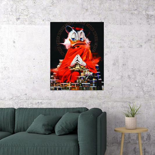 Scrooge McDuck Fire Graffiti Art Poster Bold Cartoon Wall Decor Modern Urban Pop Art Style Wall Print - xonomax