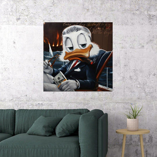 Donald Duck Business Graffiti Art Poster Luxury Urban Wall Decor Bold Cartoon Pop Art Money Style Wall Print - xonomax
