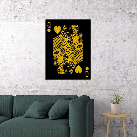 Queen of Spades Gold Art Poster Luxury Wall Decor Playing Card Bold Pop Art Modern Wall Print - xonomax
