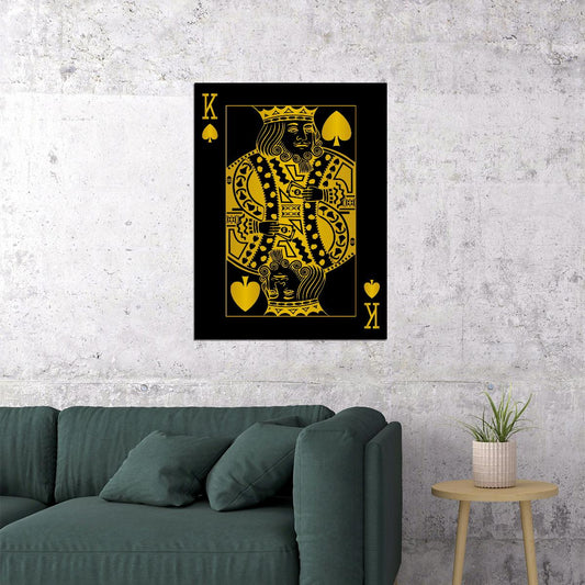 King of Spades Gold Art Poster Elegant Wall Decor Playing Card Bold Pop Art Style Modern Wall Print - xonomax