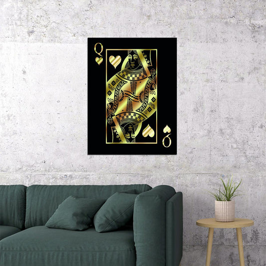 Queen of Spades Gold Art Poster Luxury Wall Decor Playing Card Bold Pop Art Design Wall Print - xonomax