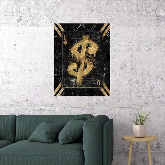 Gold Dollar Sign Graffiti Art Poster Bold Urban Wall Decor Money Theme Pop Art Style Wall Print - xonomax