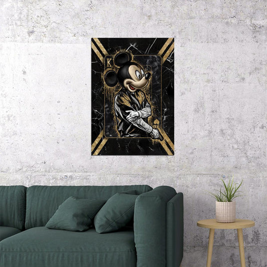 Mickey Mouse King Card Graffiti Art Poster Urban Wall Decor Cartoon Pop Art Playing Card Style Wall Print - xonomax