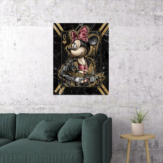 Minnie Mouse King Card Art Poster Luxury Wall Decor Playing Card Cartoon Pop Art Style Modern Wall Print - xonomax