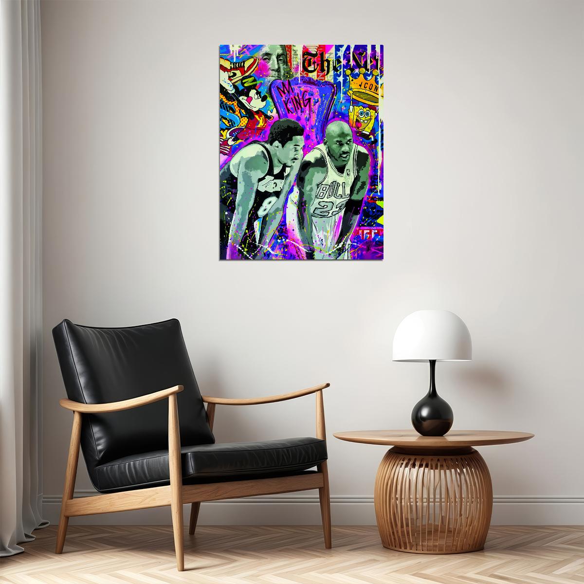 Shaquille O’Neal and Kobe Bryant Art Poster Basketball Duo Wall Decor Iconic Sports Artwork Modern Style Wall Print - xonomax