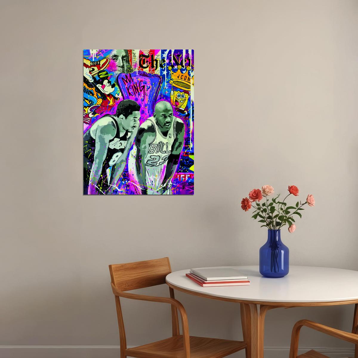 Shaquille O’Neal and Kobe Bryant Art Poster Basketball Duo Wall Decor Iconic Sports Artwork Modern Style Wall Print - xonomax