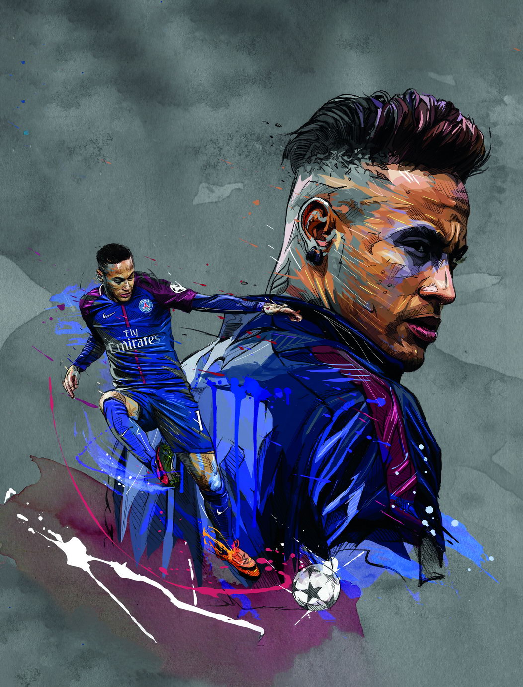 Neymar Jr Art Poster Soccer Star Wall Decor Iconic Sports Artwork Artistic Modern Style Wall Print - xonomax