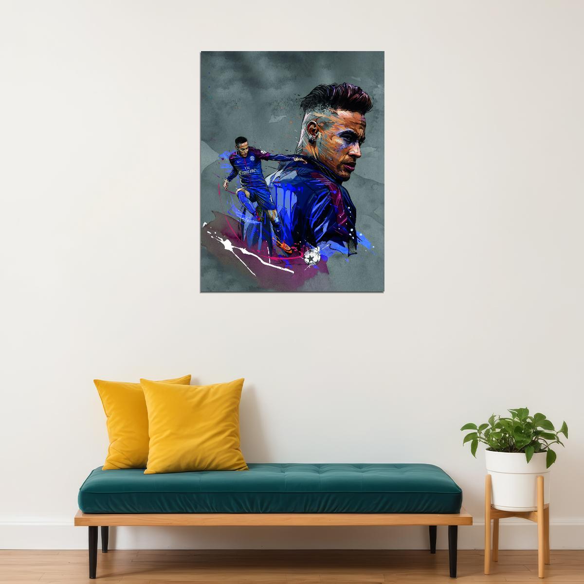 Neymar Jr Art Poster Soccer Star Wall Decor Iconic Sports Artwork Artistic Modern Style Wall Print - xonomax