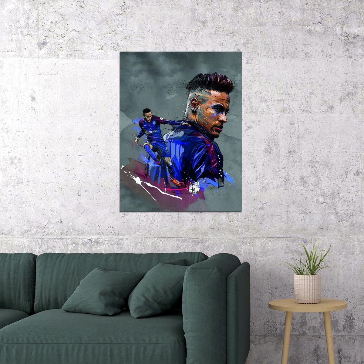 Neymar Jr Art Poster Soccer Star Wall Decor Iconic Sports Artwork Artistic Modern Style Wall Print - xonomax
