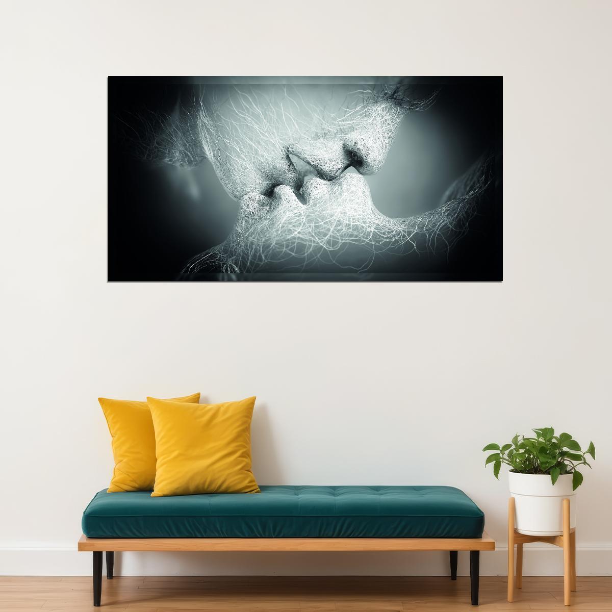Golden Kiss Art Poster Elegant Romantic Wall Decor Modern Artistic Design Unique Emotional Pop Art Style Wall Print - xonomax