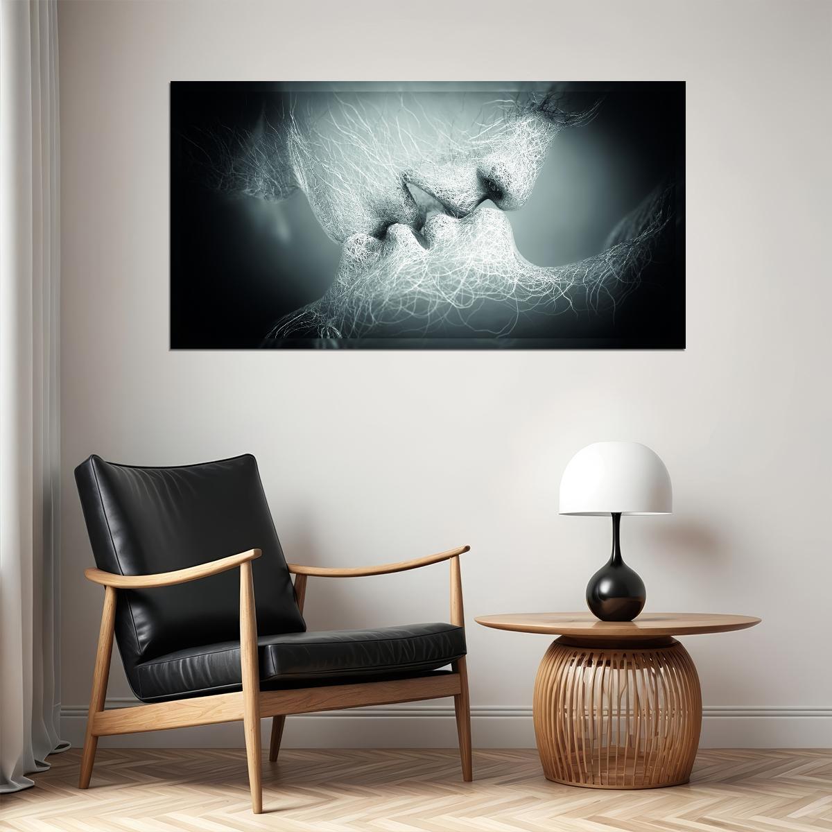 Golden Kiss Art Poster Elegant Romantic Wall Decor Modern Artistic Design Unique Emotional Pop Art Style Wall Print - xonomax