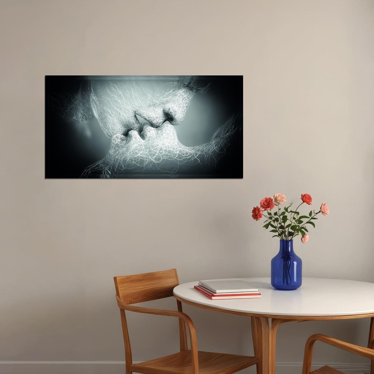 Golden Kiss Art Poster Elegant Romantic Wall Decor Modern Artistic Design Unique Emotional Pop Art Style Wall Print - xonomax