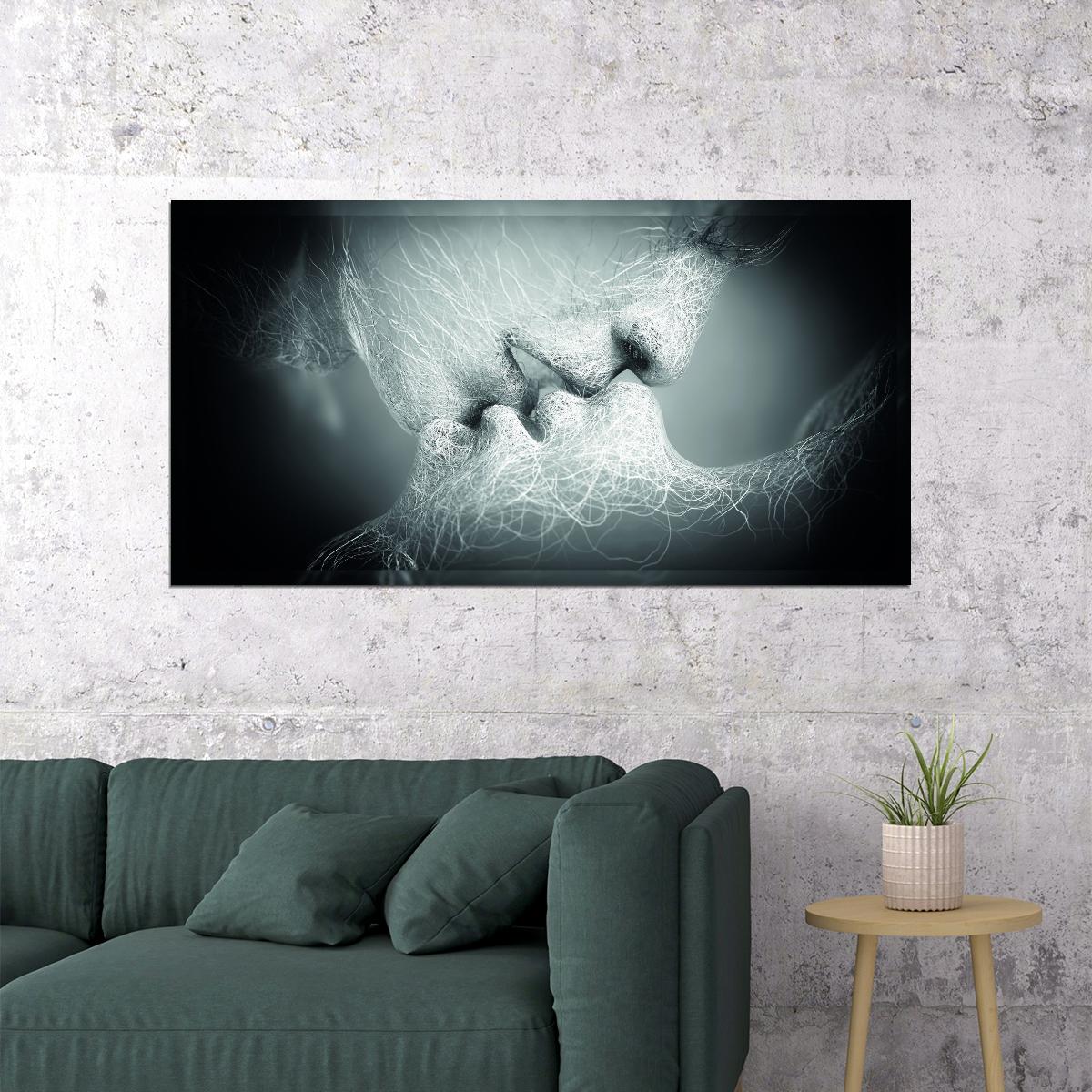 Golden Kiss Art Poster Elegant Romantic Wall Decor Modern Artistic Design Unique Emotional Pop Art Style Wall Print - xonomax