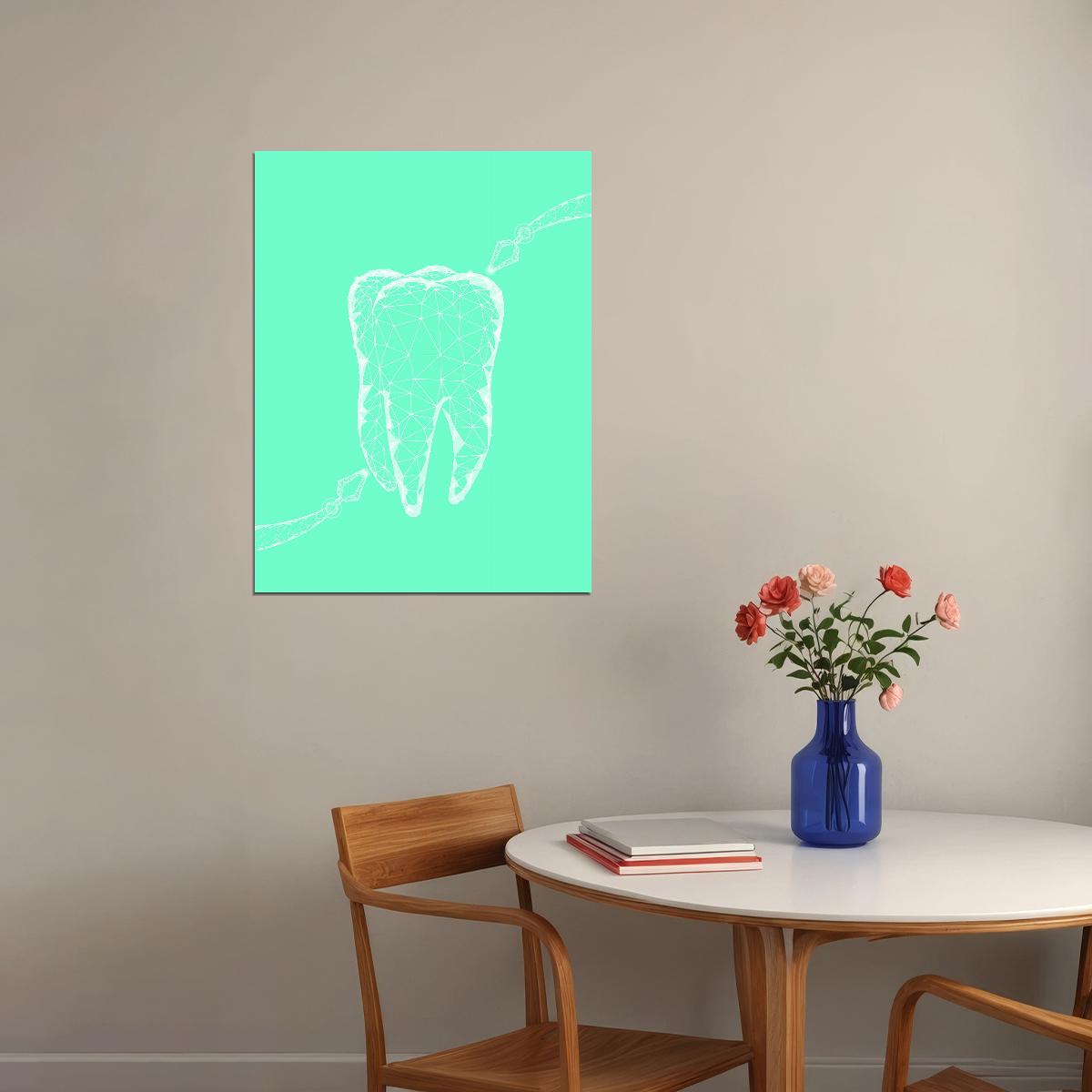 Geometric Tooth Art Poster Modern Dental Wall Decor Minimalist Artistic Design Unique Medical Illustration Wall Print - xonomax