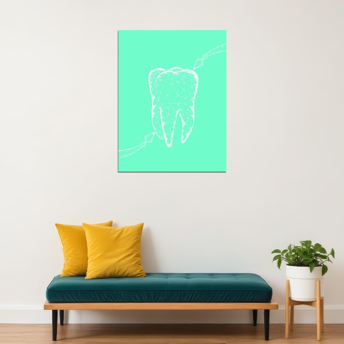Geometric Tooth Art Poster Modern Dental Wall Decor Minimalist Artistic Design Unique Medical Illustration Wall Print - xonomax