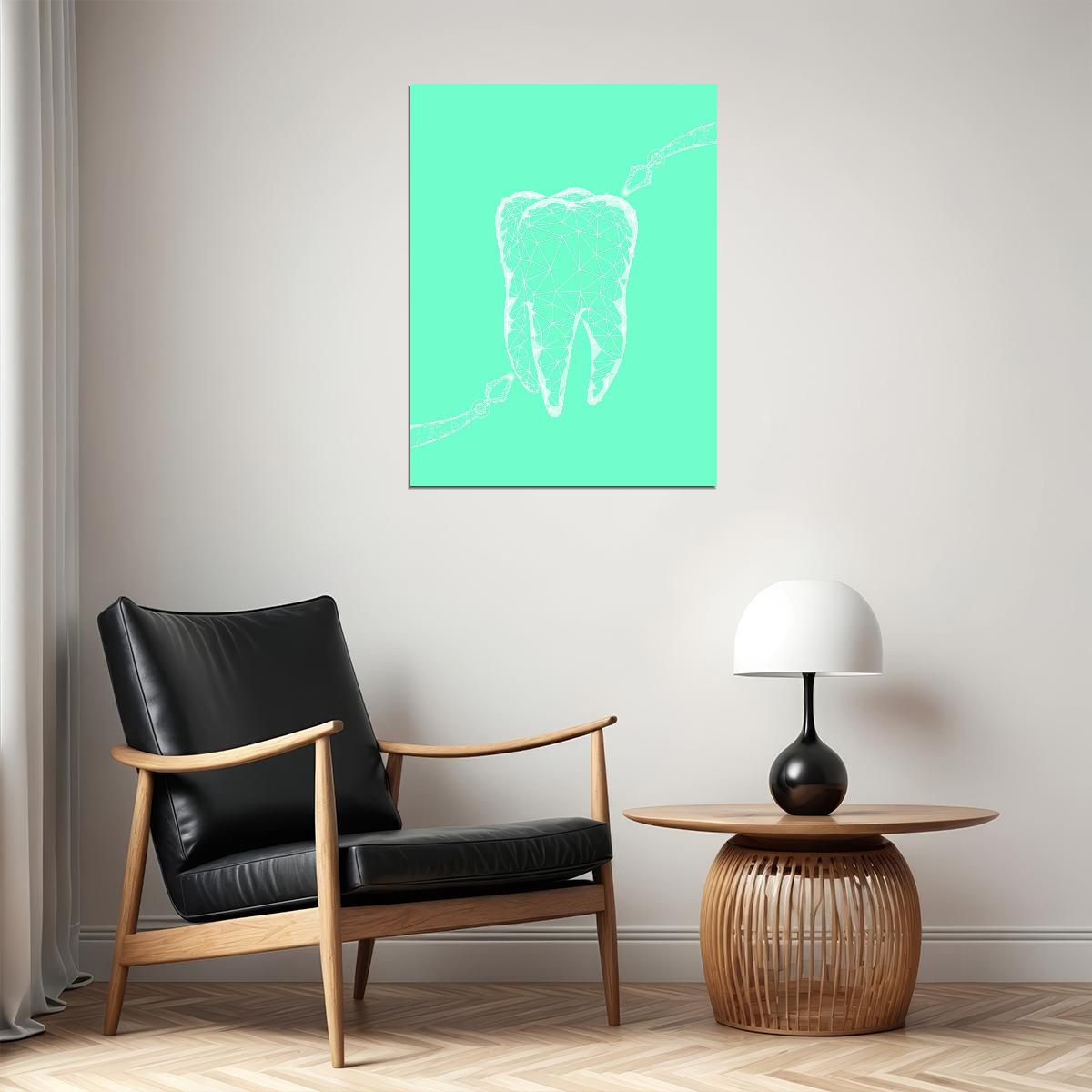 Geometric Tooth Art Poster Modern Dental Wall Decor Minimalist Artistic Design Unique Medical Illustration Wall Print - xonomax