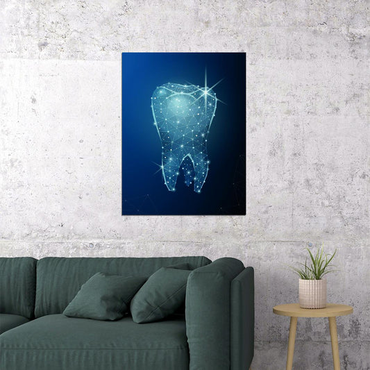 Digital Tooth Art Poster Futuristic and Modern Dental Wall Decor Bold Artistic Design Unique Medical Illustration Wall Print - xonomax