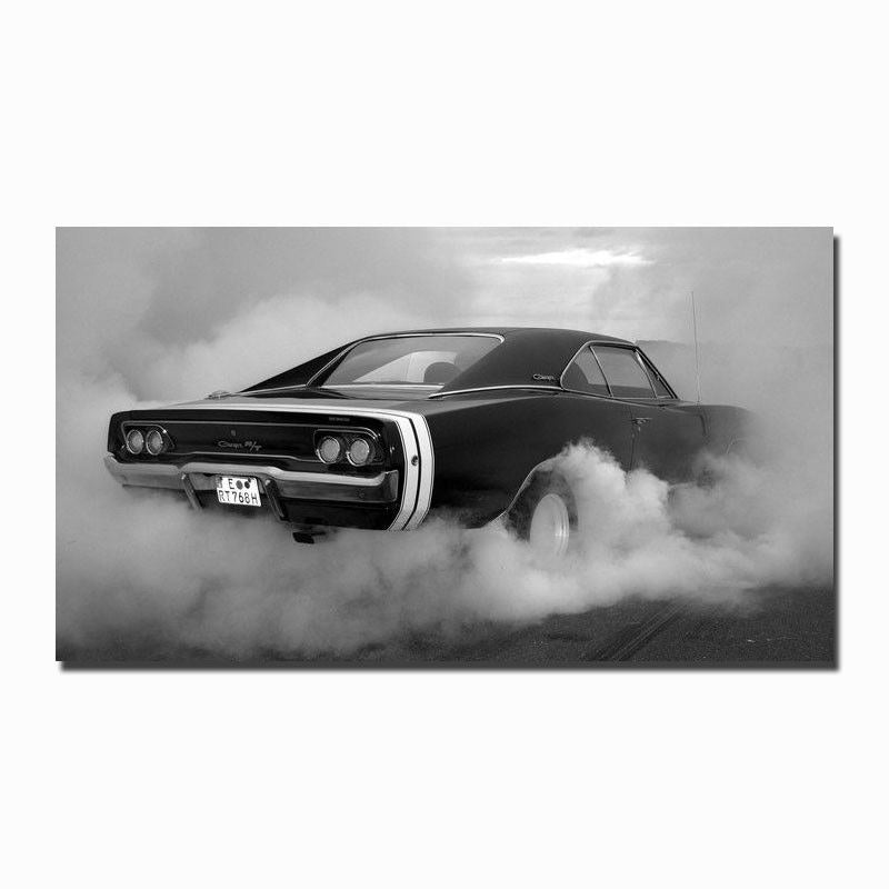 Dodge Charger RT BW Muscle Car Auto Wall Print Poster - xonomax