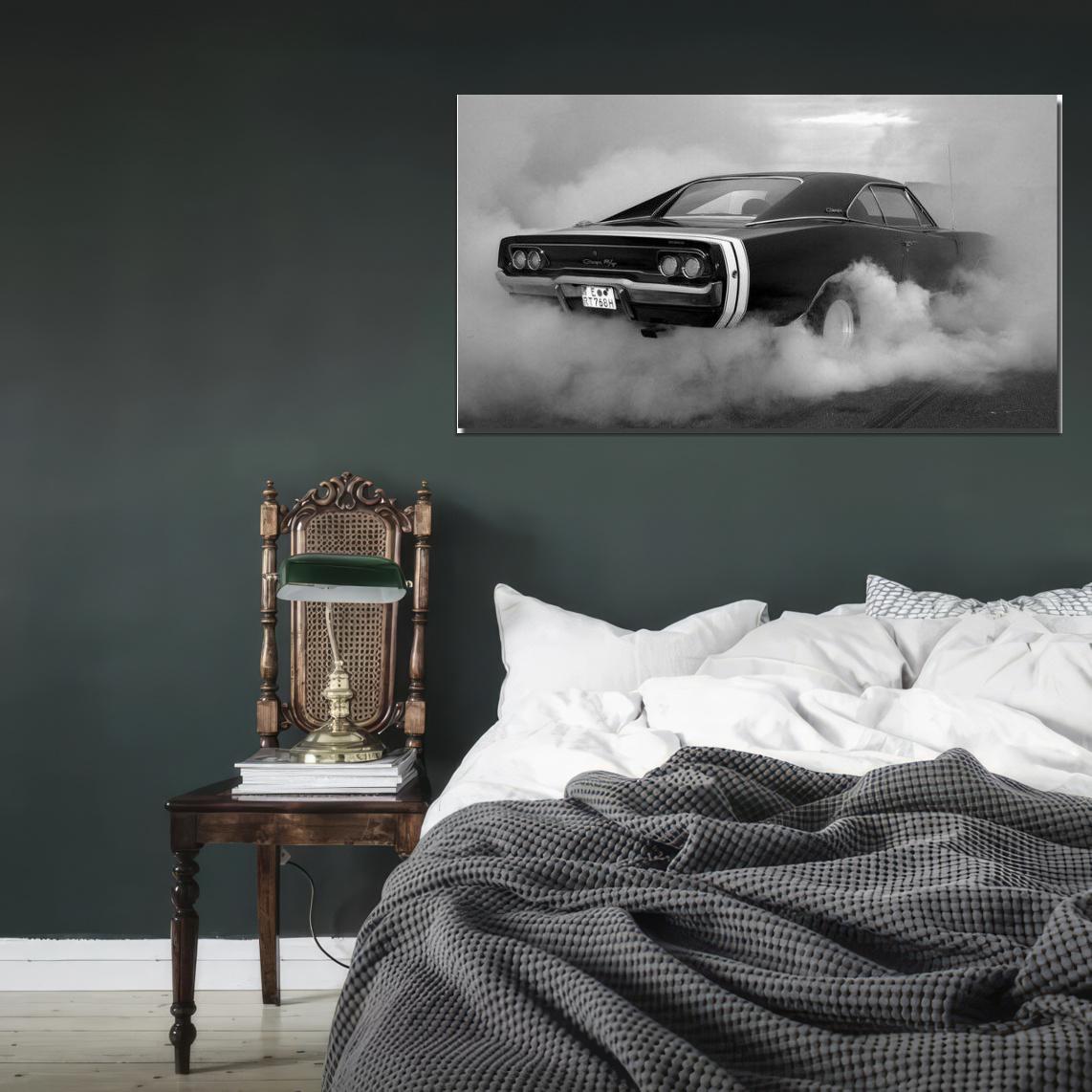 Dodge Charger RT BW Muscle Car Auto Wall Print Poster - xonomax