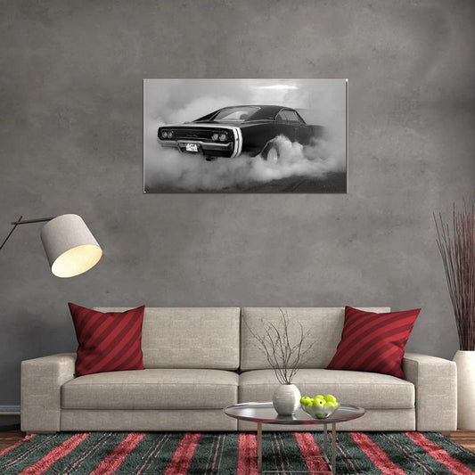 Dodge Charger RT BW Muscle Car Auto Wall Print Poster - xonomax