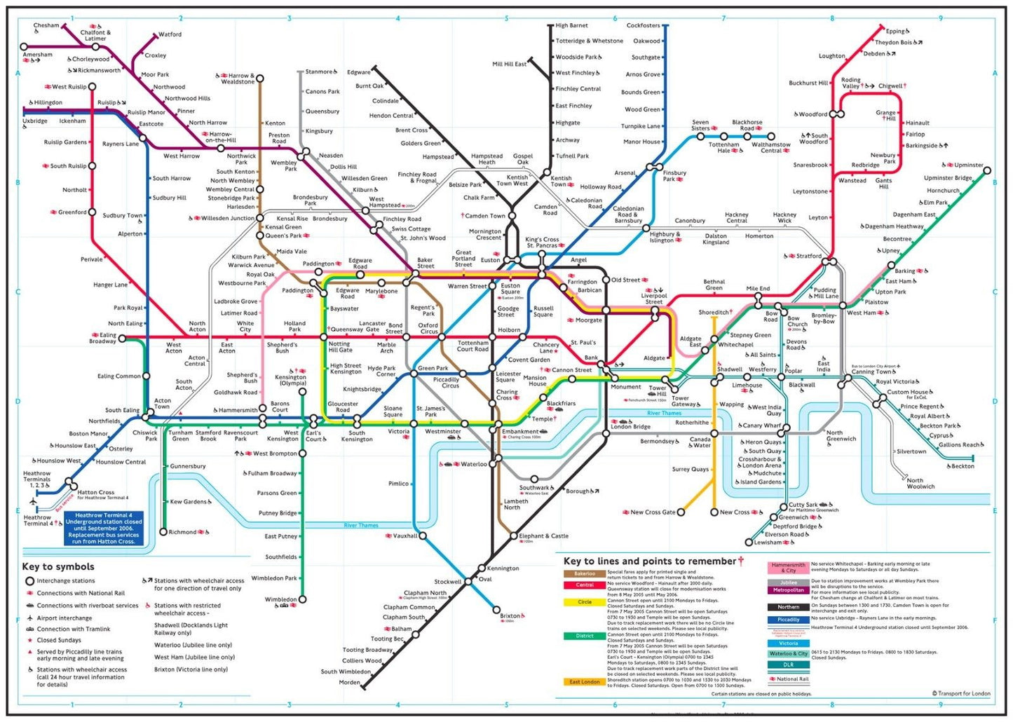 Detailed London Underground Tube Map Wall Print Poster