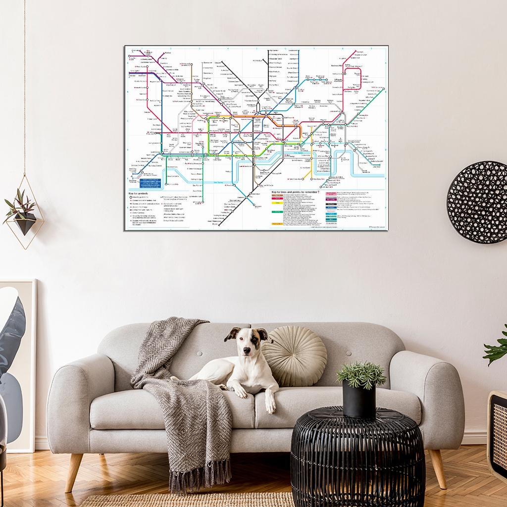 Detailed London Underground Tube Map Wall Print Poster