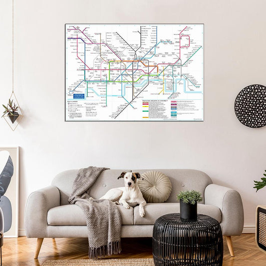 Detailed London Underground Tube Map Wall Print Poster - xonomax