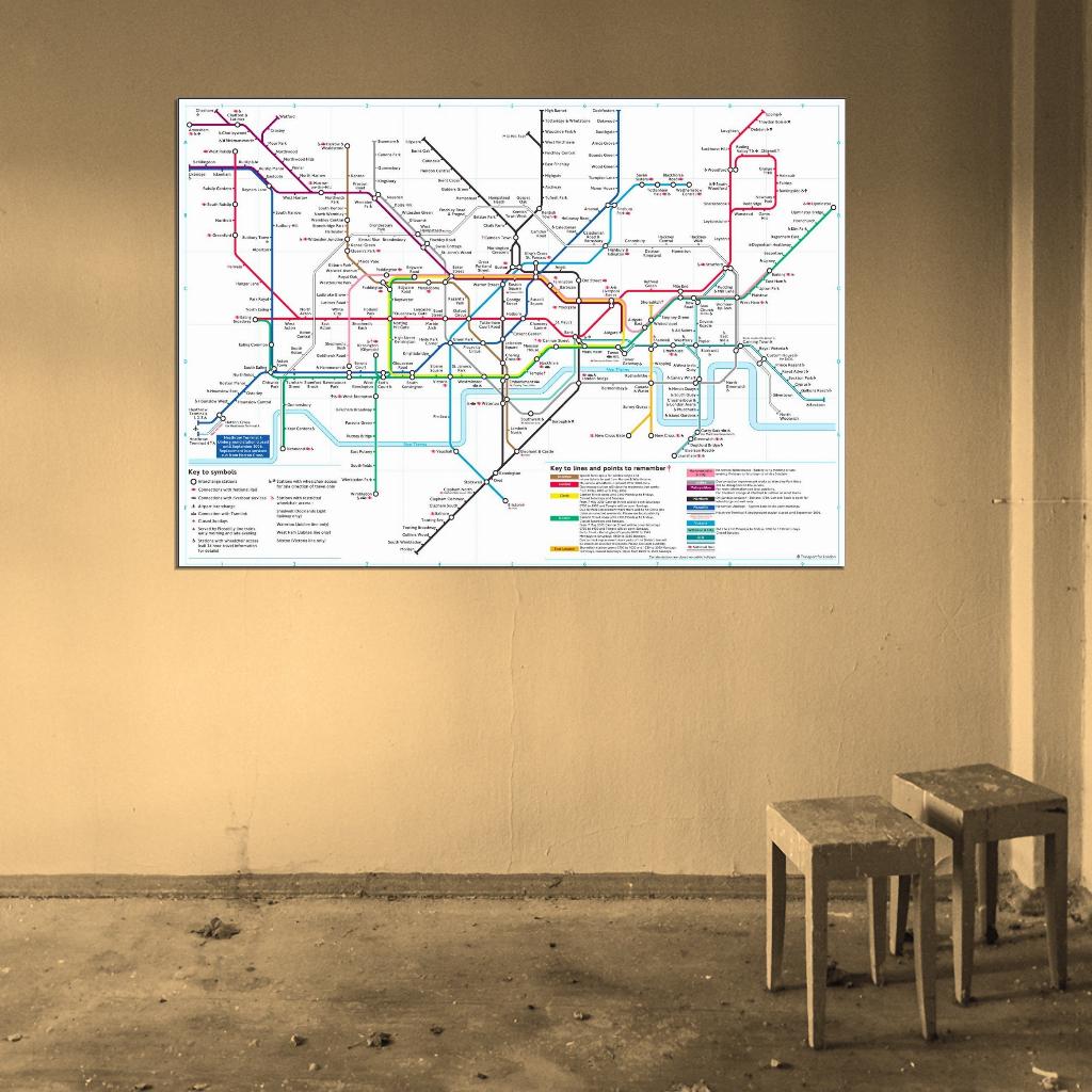 Detailed London Underground Tube Map Wall Print Poster